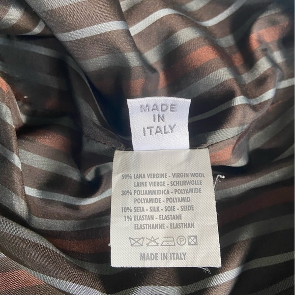 Gunex Made in Italy Vintage Brown, Tan & Cream Virgin Wool Pocketed Pencil Skirt - Picture 6 of 6